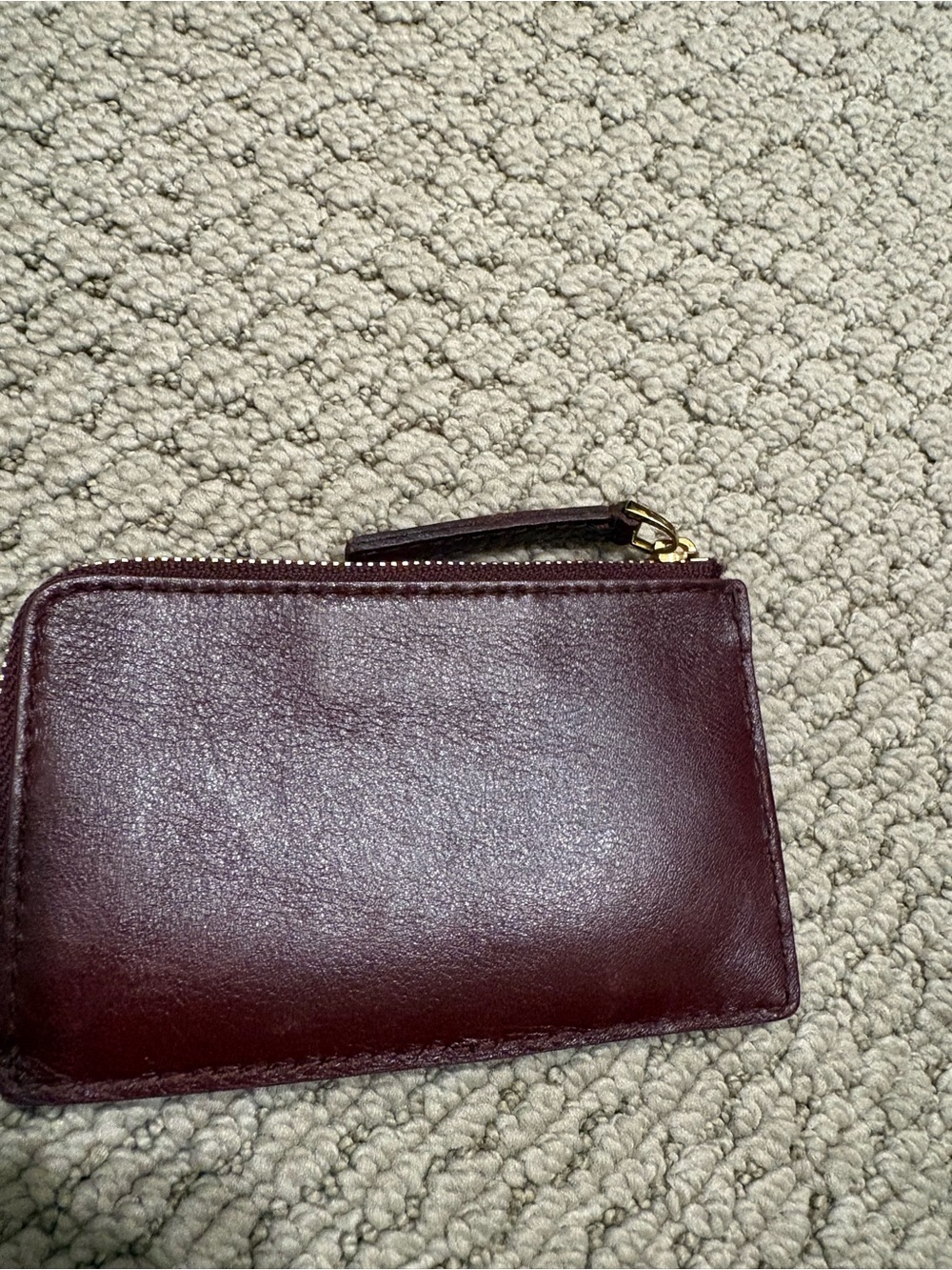 Madewell Leather Zip Card Wallet in Deep Burgundy